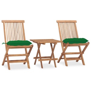 vidaXL, vidaXL 3-tlg. Garten-Essgruppe mit Kissen Klappbar Massivholz Teak, vidaXL 3-tlg. Garten-Essgruppe mit Kissen Klappbar Massivholz Teak