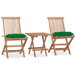 vidaXL, vidaXL 3-tlg. Garten-Essgruppe mit Kissen Klappbar Massivholz Teak, vidaXL 3-tlg. Garten-Essgruppe mit Kissen Klappbar Massivholz Teak