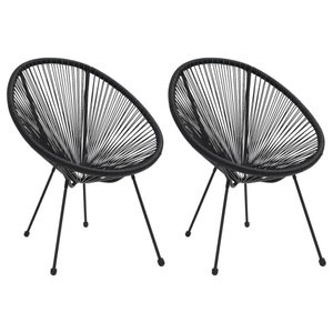 vidaXL, vidaXL Moon-Gartenstühle 2 Stk. Rattan Schwarz
