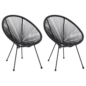 vidaXL, vidaXL Moon-Gartenstühle 2 Stk. Rattan Schwarz