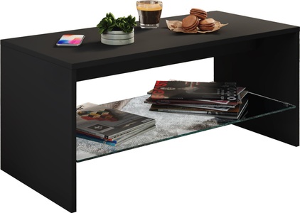 VCM, Beistelltisch Glas Wisal Beistelltisch Glas Wisal, MID.YOU Couchtisch in holzwerkstoff 90/40/40 cm , Wisal , Schwarz , 40x40 cm , melaminharzbeschichtet,Nachbildung , Stauraum , 000657023602