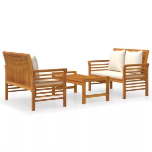 vidaXL, vidaXL 3-tlg. Garten-Lounge-Set mit Kissen Massivholz Akazie, vidaXL 3-tlg. Garten-Lounge-Set mit Kissen Massivholz Akazie