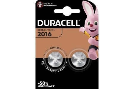 Duracell, Duracell Lithium Knopfzelle 2016, Knopfbatterie Specialty CR2016 B2 CR2016, 3V 2 Stück