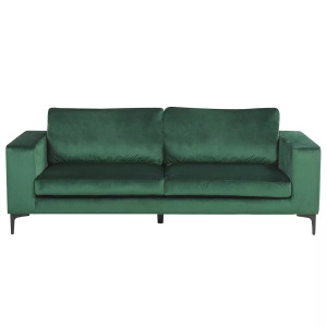 Beliani, 3 Sitzer Sofa aus Samtstoff Retro VADSTENA 3 Sitzer Sofa aus Samtstoff Retro VADSTENA, Beliani - 3 Sitzer Sofa aus Samtstoff Glamourös VADSTENA, One Size, Grün
