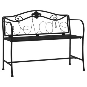 vidaXL, vidaXL 2-Sitzer-Gartenbank 104 cm Schwarz Stahl, vidaXL 2-Sitzer-Gartenbank 104 cm Schwarz Stahl
