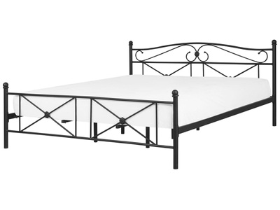 Beliani, Beliani Metallbett schwarz Lattenrost 180 x 200 cm RODEZ, Beliani - Bett mit Lattenrost aus Stahl RODEZ, 180x200 cm, Schwarz
