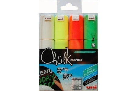 uni-ball, UNI-BALL Chalk Marker 8mm PWE8M.4C.1 4 Farben, Etui