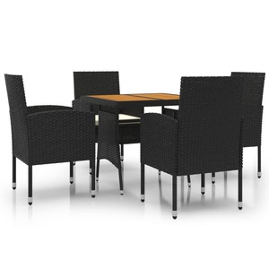 vidaXL, vidaXL 5-tlg. Garten-Essgruppe Poly Rattan Schwarz