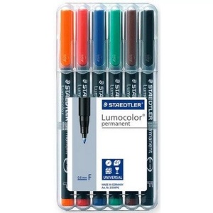 Staedtler, Staedtler Folienstift Lumocolor 318, Staedtler Lumocolor, permanent, Universalstift, 0.6mm, F, 318-WP6, (6-farbig assortiert)