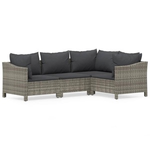 vidaXL, vidaXL 4-tlg. Garten-Lounge-Set mit Kissen Grau Poly Rattan