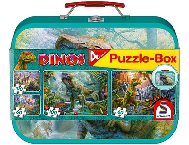 Schmidt Spiele, Puzzle-Box: Dinos, Schmidt Spiele - Dinos, Puzzle-Box, 2x60, 2x100 Teile im Metallkoffer
