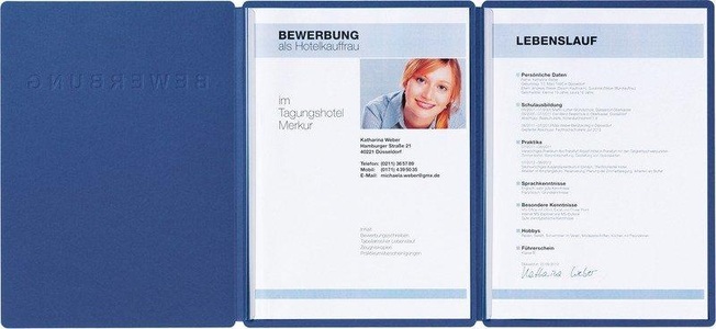 Pagna, Pagna Bewerbungsmappe A4 Supreme Blau, Pagna Bewerbungsmappe, Supreme, blau, satinierter Karton, 22009-02