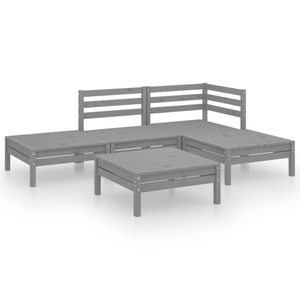 vidaXL, vidaXL 5-tlg. Garten-Lounge-Set Massivholz Kiefer Grau, vidaXL 5-tlg. Garten-Lounge-Set Massivholz Kiefer Grau