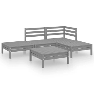 vidaXL, vidaXL 5-tlg. Garten-Lounge-Set Massivholz Kiefer Grau