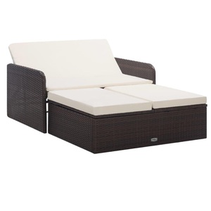 Diverse Hardware, 2-tlg. Garten-Lounge-Set mit Auflagen Poly Rattan Braun