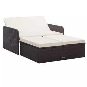 Diverse Hardware, 2-tlg. Garten-Lounge-Set mit Auflagen Poly Rattan Braun, vidaXL 2-tlg. Garten-Lounge-Set mit Auflagen Poly Rattan Braun