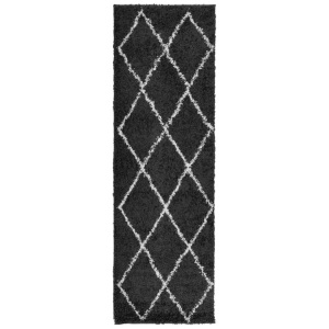 vidaXL, vidaXL Teppich Shaggy Hochflor Modern Schwarz und Creme 80x250 cm