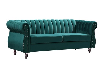 Vente-unique, Chesterfield Sofa 3-Sitzer - Samt - Grün - TRUMBO Chesterfield Sofa 3-Sitzer - Samt - Grün - TRUMBO, 
