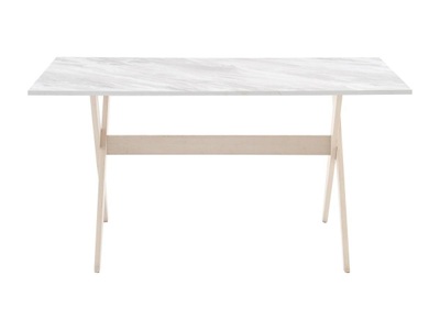 Vente-unique, Esstisch für 6 Personen - Holz & Buche - Weiß & Helle Naturfarben - SERANI Esstisch für 6 Personen - Holz & Buche - Weiß & Helle Naturfarben - SERANI, 