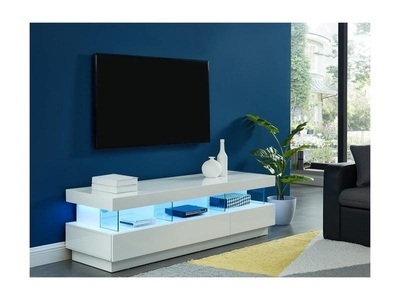 Vente-unique, TVMöbel mit 3 Schubladen 3 Ablagen + LEDBeleuchtung MDF FABIO TVMöbel mit 3 Schubladen 3 Ablagen + LEDBeleuchtung MDF FABIO, 