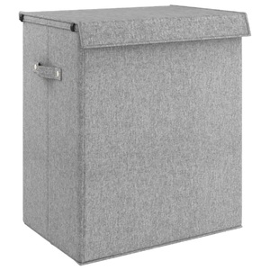 vidaXL, vidaXL Faltbarer Wäschekorb Grau 51x34,5x59 cm Leinenimitat Stoff, vidaXL Faltbarer Wäschekorb Grau 51x34,5x59 cm Leinenimitat Stoff