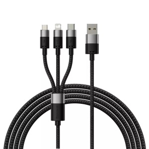 Baseus, Baseus -  3-in-1-USB-A-auf-USB-C-/Micro-/Lightning-Kabel, 1,2 m ? Schwarz, 1,5 Meter