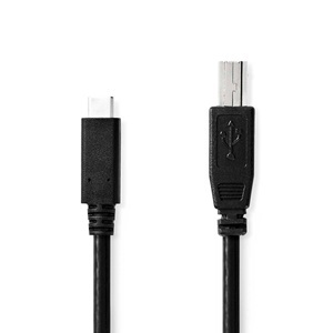 USB-Kabel | USB 2.0 | USB-C? Stecker | USB-B Stecker | 480 Mbps | Vernickelt | 2,00 m | Rund | PVC | Schwarz | Box