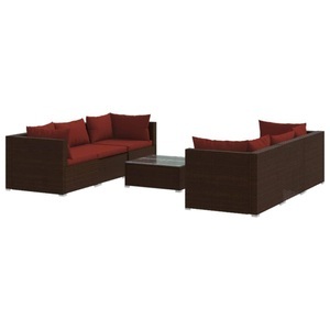 vidaXL, vidaXL 7-tlg. Garten-Lounge-Set mit Kissen Poly Rattan Braun, 