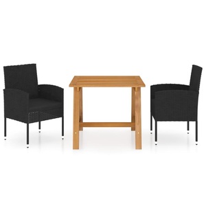 vidaXL, vidaXL 3-tlg. Garten-Essgruppe Schwarz, vidaXL 3-tlg. Garten-Essgruppe Schwarz