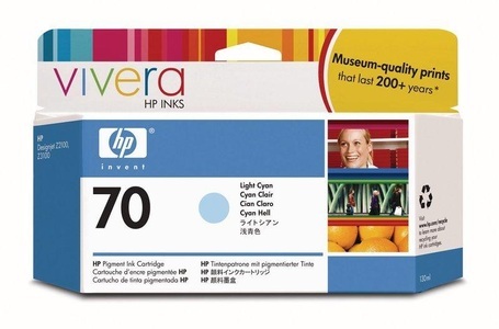 Hp, HP 70 Cyan hell Tintenpatrone, 130 ml, Hewlett Packard Tintenpatrone, hell-blau, No.70, C9390A, (130ml)