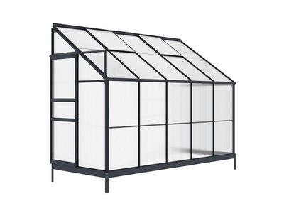 Vente-unique, Anlehn-Gewächshaus - Aluminium - 3,7 m² - Anthrazit - CALICE II Anlehn-Gewächshaus - Aluminium - 3,7 m² - Anthrazit - CALICE II, 