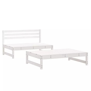 vidaXL, vidaXL 2-tlg. Garten-Lounge-Set Weiß Massivholz Kiefer, vidaXL 2-tlg. Garten-Lounge-Set Weiß Massivholz Kiefer