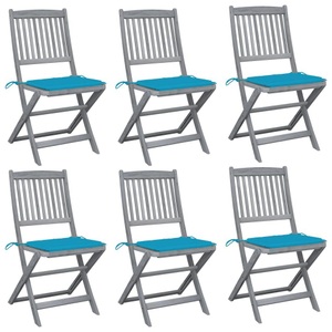 vidaXL, vidaXL Klappbare Gartenstühle 6 Stk. mit Sitzkissen Massivholz Akazie