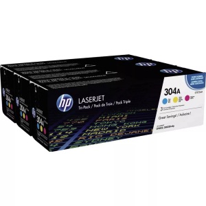 Hp, 3 Original Tonerpatronen CMY (Rainbow-Kit) HP No. 304A, CF372AM, Hewlett Packard Toner, blau/gelb/rot, No. 304A, CF372AM, (2'800 Seiten)