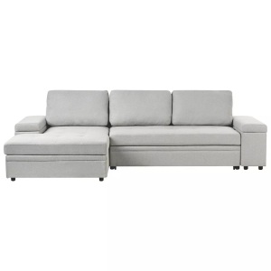 Beliani, Beliani - Rechtsseitiges Ecksofa aus Kunstleinen Klassisch HRISEY, One Size, Rauch