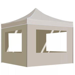 vidaXL, vidaXL Profi-Partyzelt Faltbar mit Wänden Aluminium 3x3 m Creme