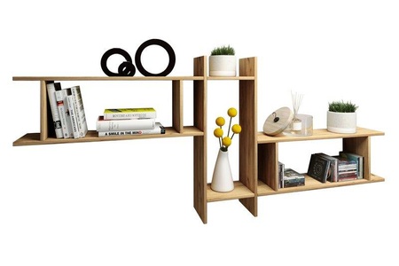 VCM, Holz Wandregal Hängeregal Regal Bücherregal Wandboard Deko Board Sirola Maxi Holz Wandregal Hängeregal Regal Bücherregal Wandboard Deko Board Sirola Maxi, VCM - Holzregal hängend | platzsparendes Regal Maße: H. 80 x B. 188 T. 20 cm Elegantes Aufbewahrungsregal Bücherregal Wandboard -, One Size, Bronze