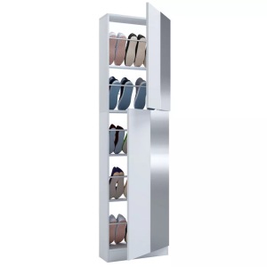 VCM, Holz Schuhschrank Schuhkommode Schuhregal Schuhständer Fulisa XL Spiegel Holz Schuhschrank Schuhkommode Schuhregal Schuhständer Fulisa XL Spiegel, VCM - Holz Schuhschrank | Maße: H. 180 x B. 50 T. 17 cm 2 Drehtüren z. mit Spiegel versehen Fulisa XL Spiegel, CM, Weiss