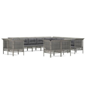 vidaXL, vidaXL 13-tlg. Garten-Lounge-Set mit Kissen Grau Poly Rattan, vidaXL 13-tlg. Garten-Lounge-Set mit Kissen Grau Poly Rattan