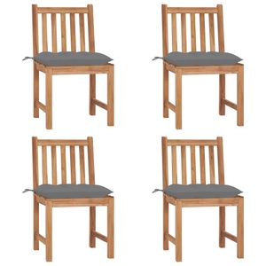 vidaXL, vidaXL Gartenstühle 4 Stk. mit Kissen Massivholz Teak, vidaXL Gartenstühle 4 Stk. mit Kissen Massivholz Teak