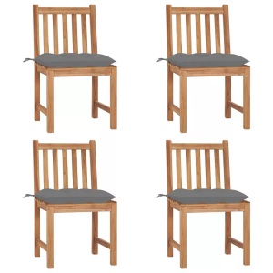 vidaXL, vidaXL Gartenstühle 4 Stk. mit Kissen Massivholz Teak, vidaXL Gartenstühle 4 Stk. mit Kissen Massivholz Teak