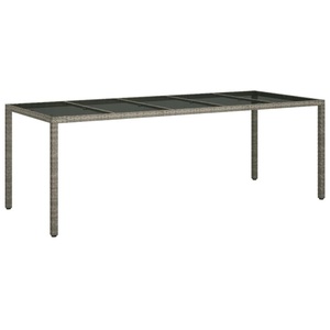 vidaXL, vidaXL Gartentisch Grau 250x100x75 cm Hartglas und Poly Rattan