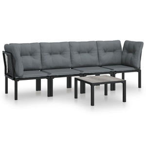 vidaXL, vidaXL 5-tlg. Garten-Lounge-Set Schwarz und Grau Poly Rattan