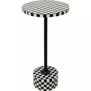 Kare Design, Beistelltisch Domero Chess schwarz rund 25cm, Beistelltisch Domero Chess schwarz rund 25cm