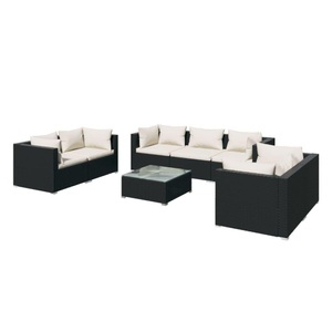 vidaXL, vidaXL 8-tlg. Garten-Lounge-Set mit Kissen Poly Rattan Schwarz, 