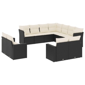 vidaXL, vidaXL 11-tlg. Garten-Sofagarnitur mit Kissen Schwarz Poly Rattan, vidaXL 11-tlg. Garten-Sofagarnitur mit Kissen Schwarz Poly Rattan