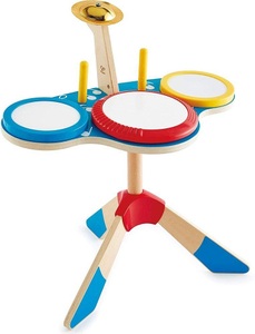 Hape, Hape Schlagzeug und Becken, HAPE Kinder Holz-Schlagzeug blau