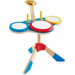 Hape, Hape Schlagzeug und Becken, HAPE Kinder Holz-Schlagzeug blau
