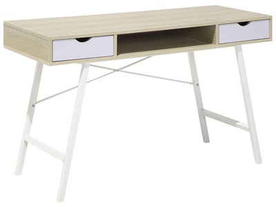 Beliani, Beliani Schreibtisch hellbraun/weiss 120 x 48 cm 2 Schubladen CLARITA, Beliani - Schreibtisch aus MDF-Platte Modern CLARITA, One Size, Light Beige