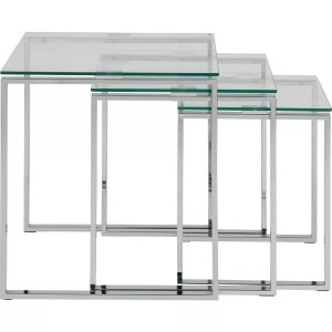 Actona, Actona - 3er-Set Couchtische Katrine - Silber, Beistelltisch Catherine Klar (3er-Set)
